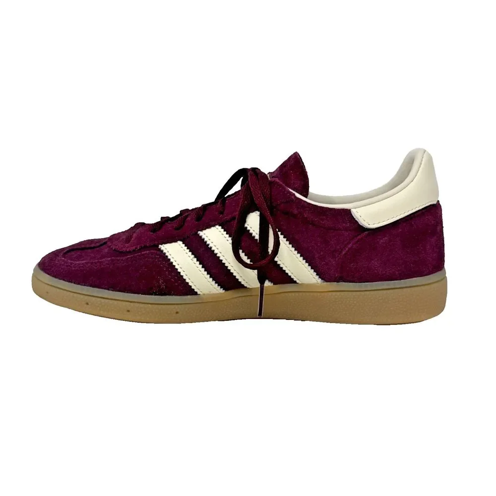 Adidas Handball Spezial Shoes Womens Sz 8.5 Suede Low Top Maroon Cream Gold NEW